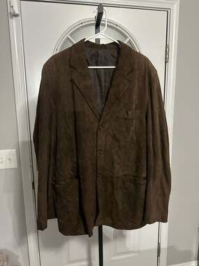 Tallia Uomo Sussex Brown Suede Leather Blazer Jacket Size 44L. #377